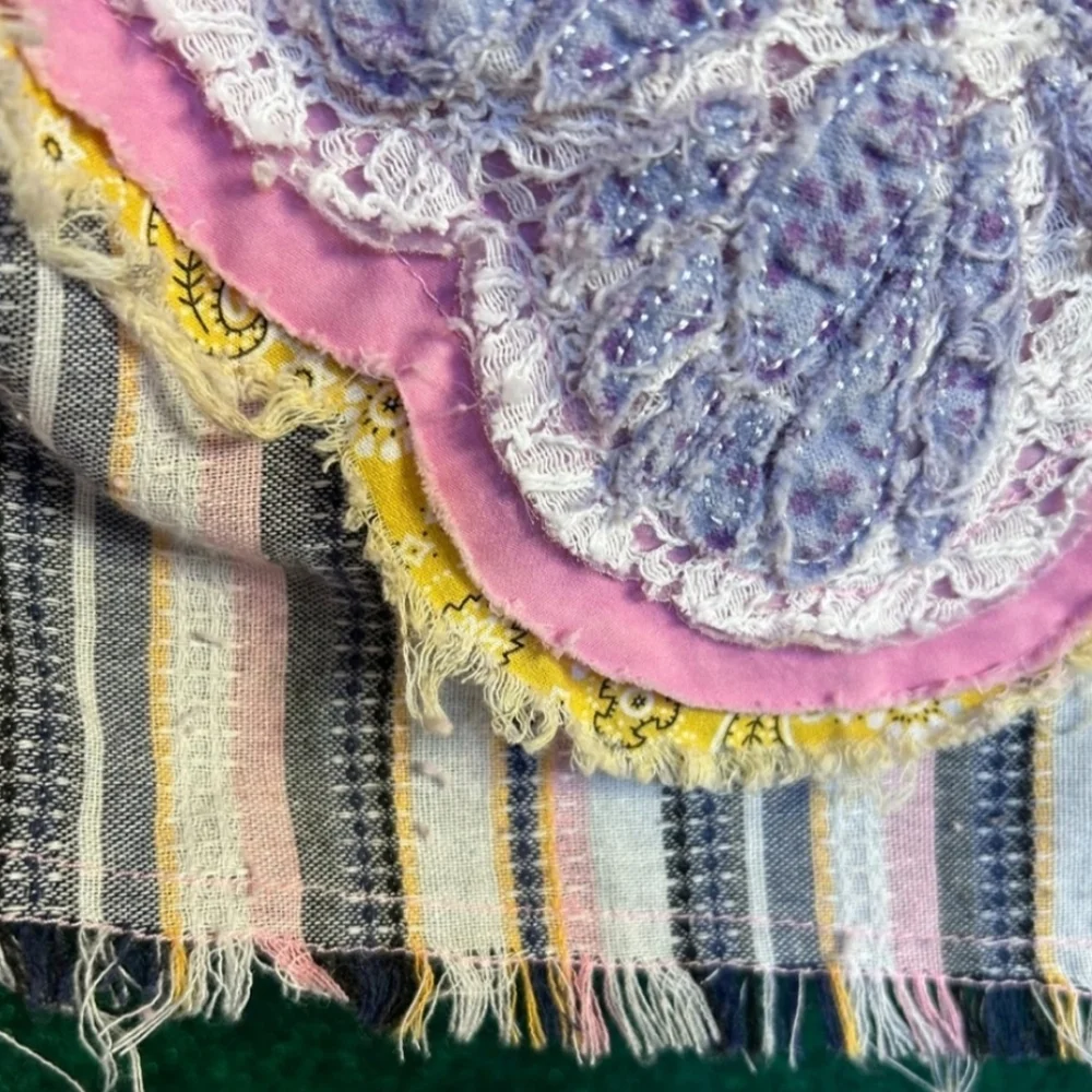 Blue Velvet Pink Butterfly Dreams  Embroidered Patch 🦋 - Picture 8 of 11